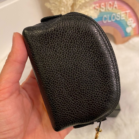 🎀 CHANEL CC Logo Coin Case Purse Mini Pouch Caviar Skin Leather Black - Picture 8 of 9